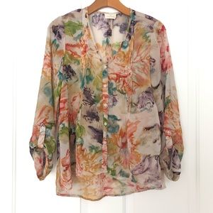 🔴 3/$20 Anthro Pins & Needles Top Button Up Pleats